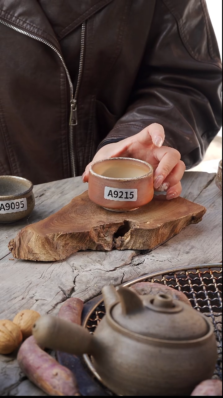 瓷片柴烧手工杯A9215