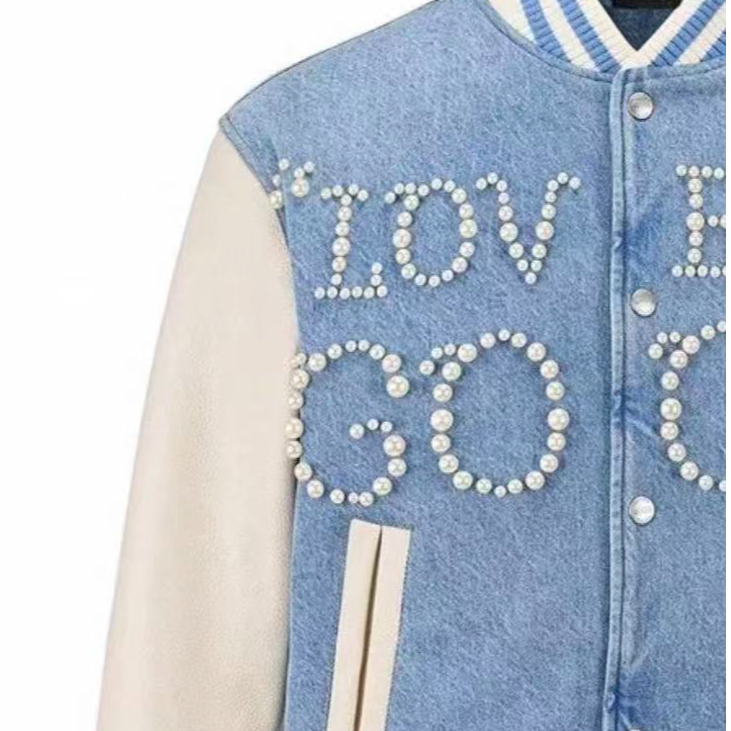 GOODBRAND loveisgood珍珠牛仔轻奢时尚感棒球夹克外套 男女同款