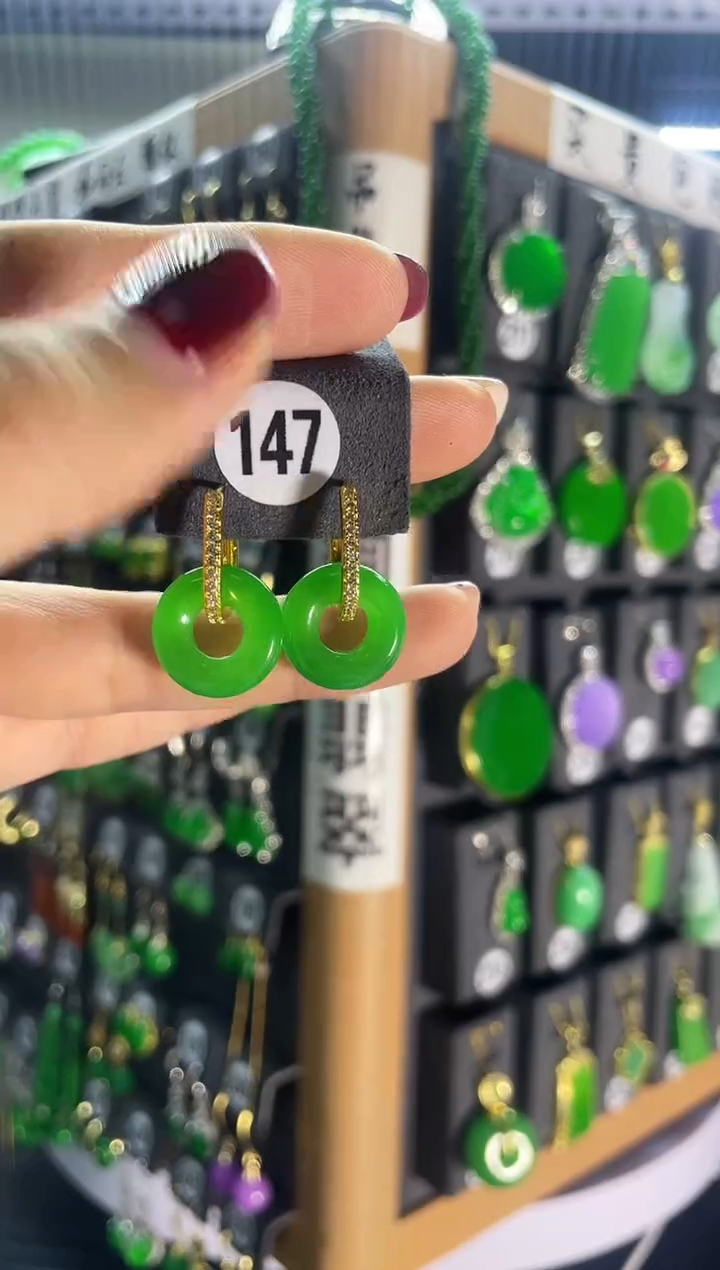 【闪购商品】翡翠耳饰银S925镶嵌147..