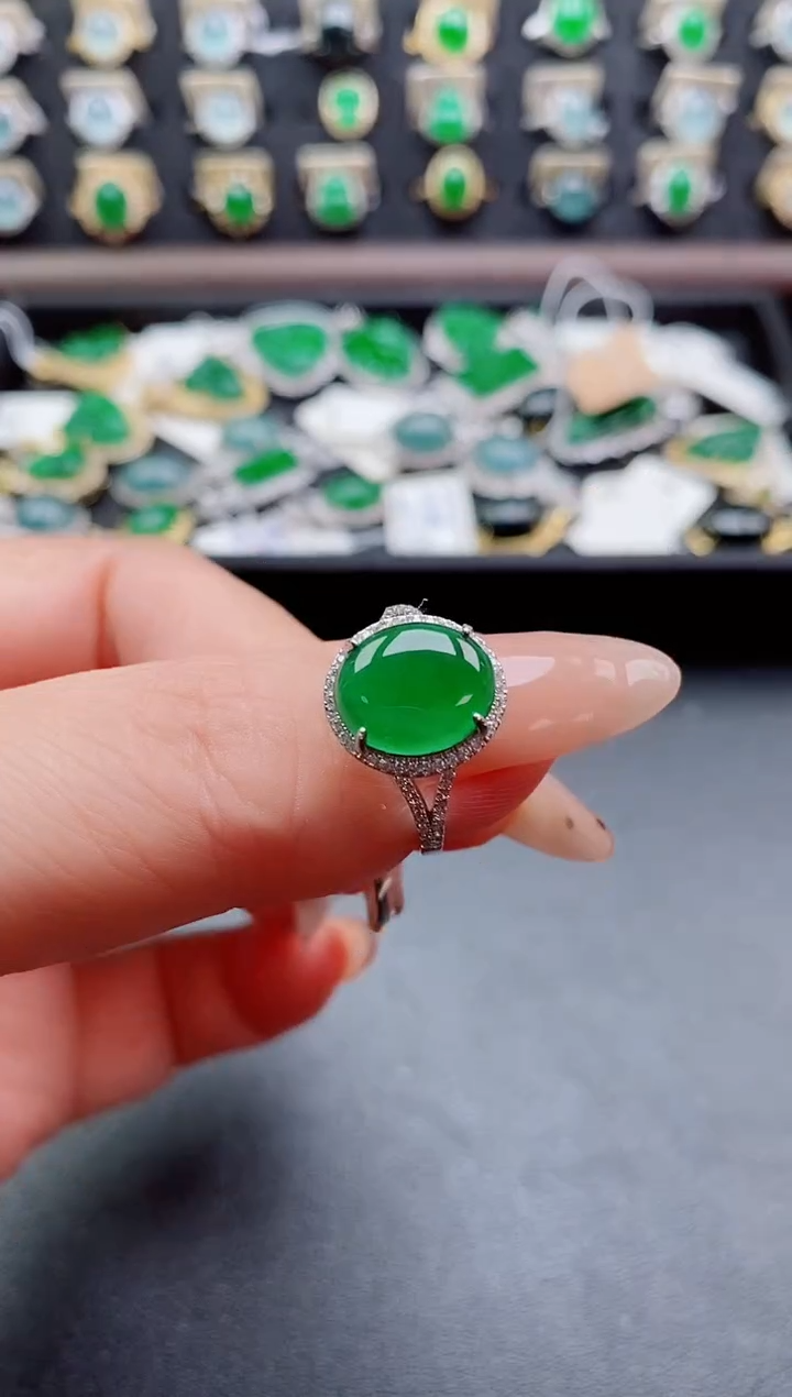 银S925镶嵌戒指翡翠1