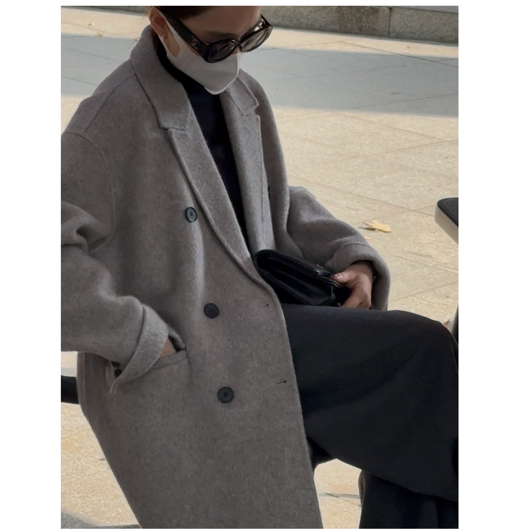 【时装刊】山羊绒 小个子中长款时尚通勤 冬季韩版双面保暖羊绒大衣