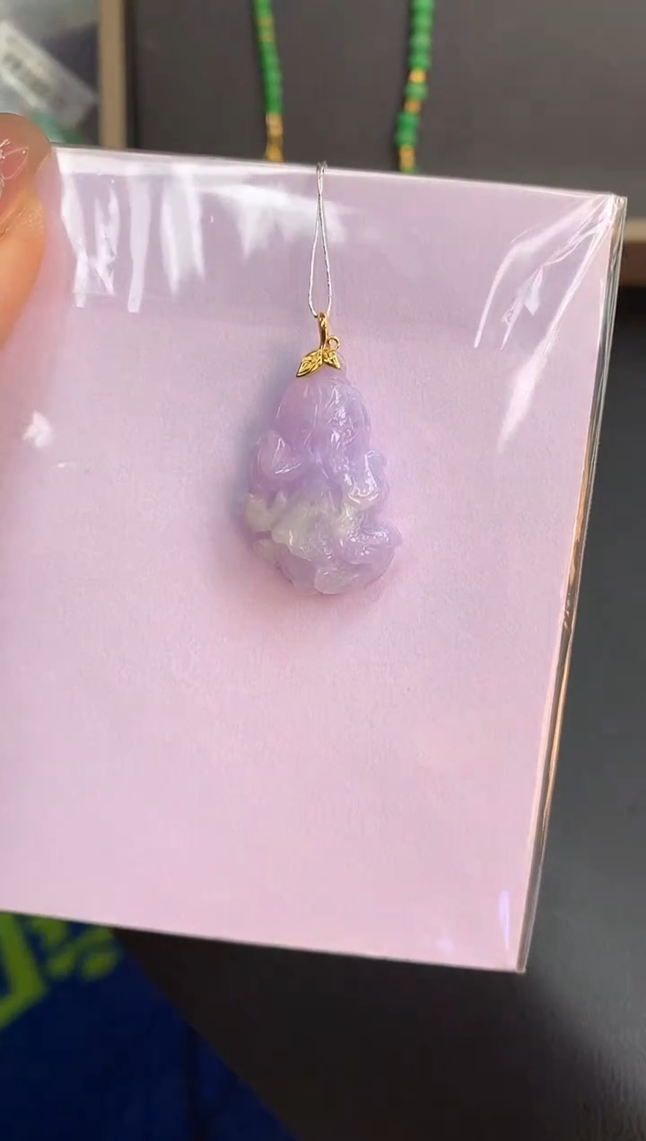 【闪购商品】翡翠颈饰18K金镶嵌赠礼盒证书 珍珍