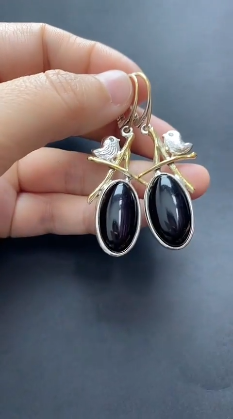 【闪购商品】琥珀裸石银S925镶嵌血珀耳坠