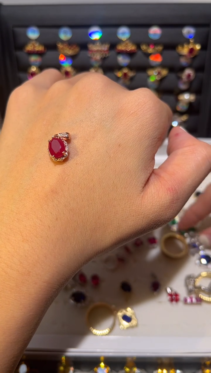 【闪购商品】红宝石吊坠(不含链)银S925镶嵌1246351