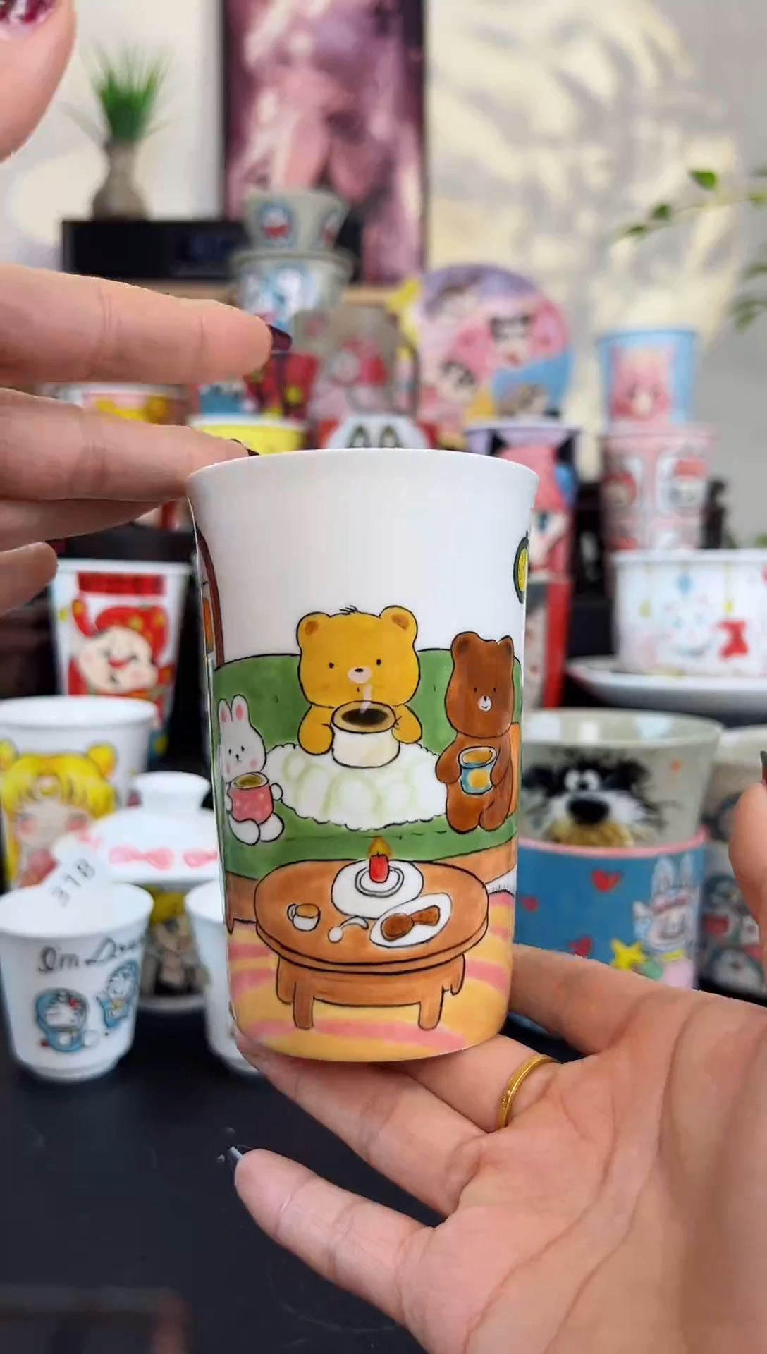 【闪购商品】摆件笙笙漫 手工手绘陶瓷杯杯