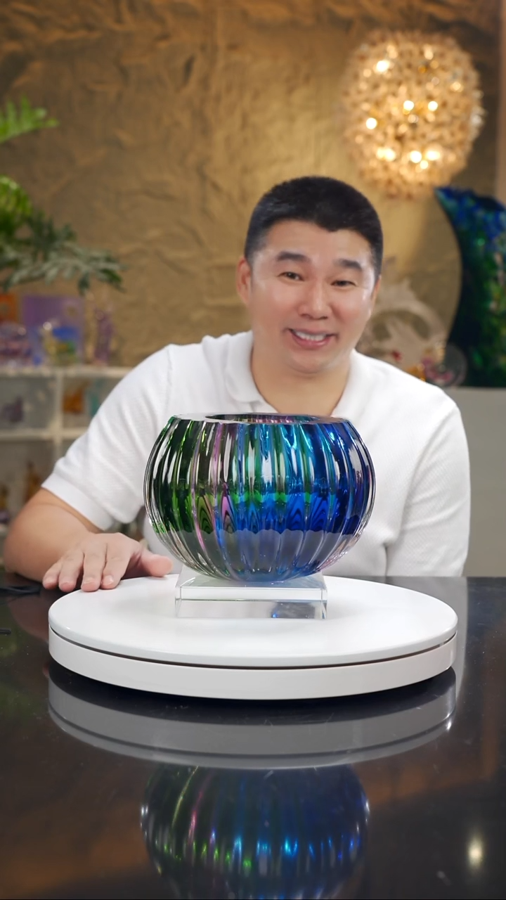 手工艺品琉璃福利三色花瓶