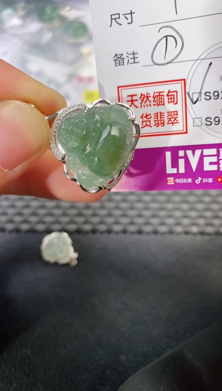 颈饰银S925镶嵌翡翠天****9吊坠