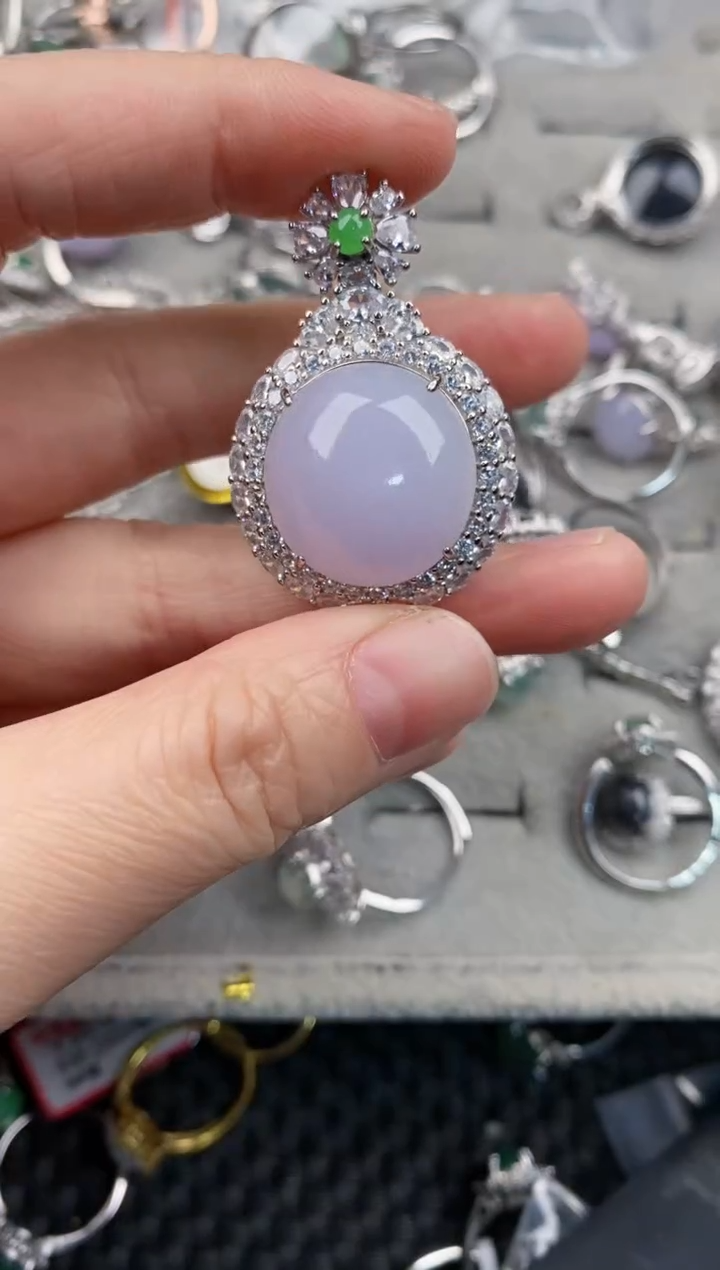 银S925镶嵌戒指翡翠777              10