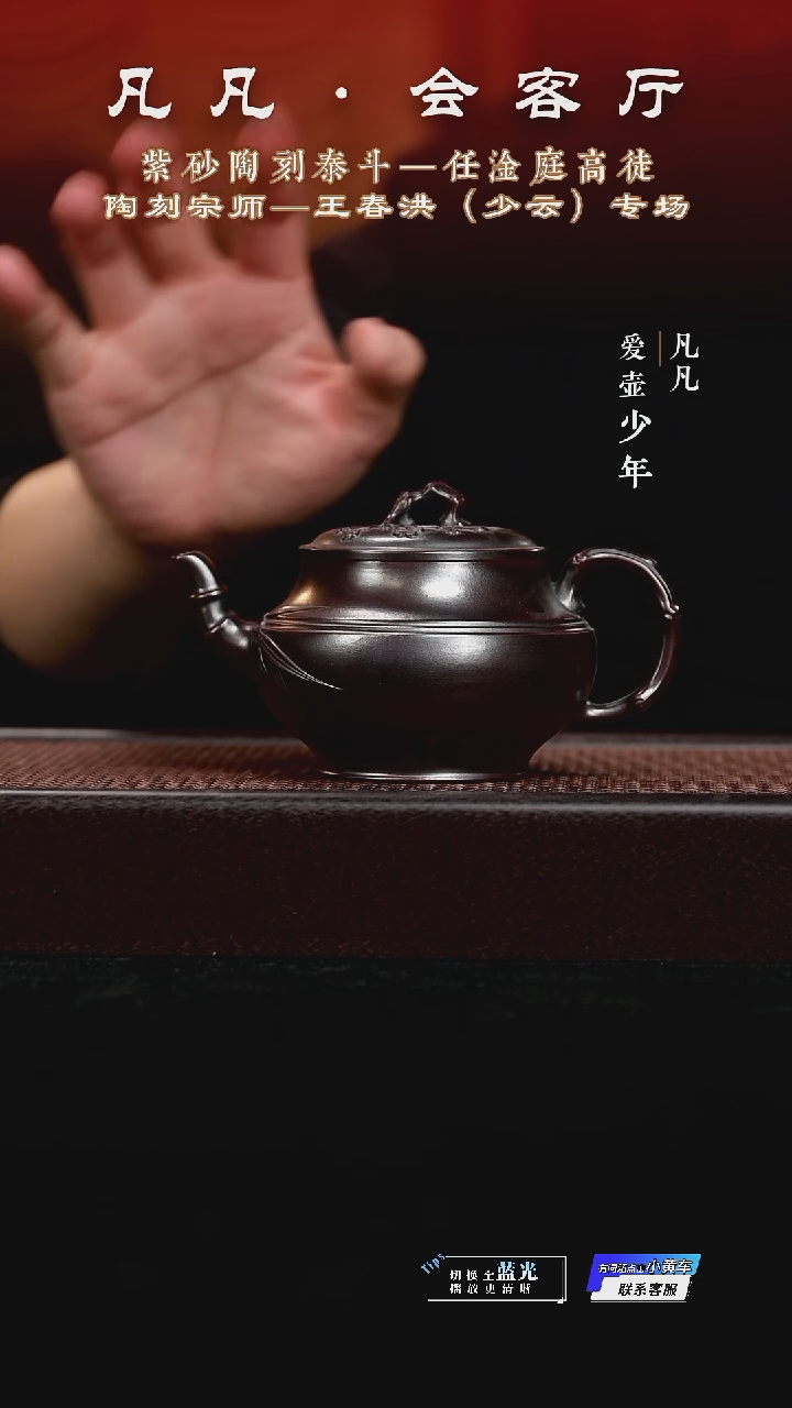 茶壶紫砂凡凡会客厅 紫砂壶13 腰线石红