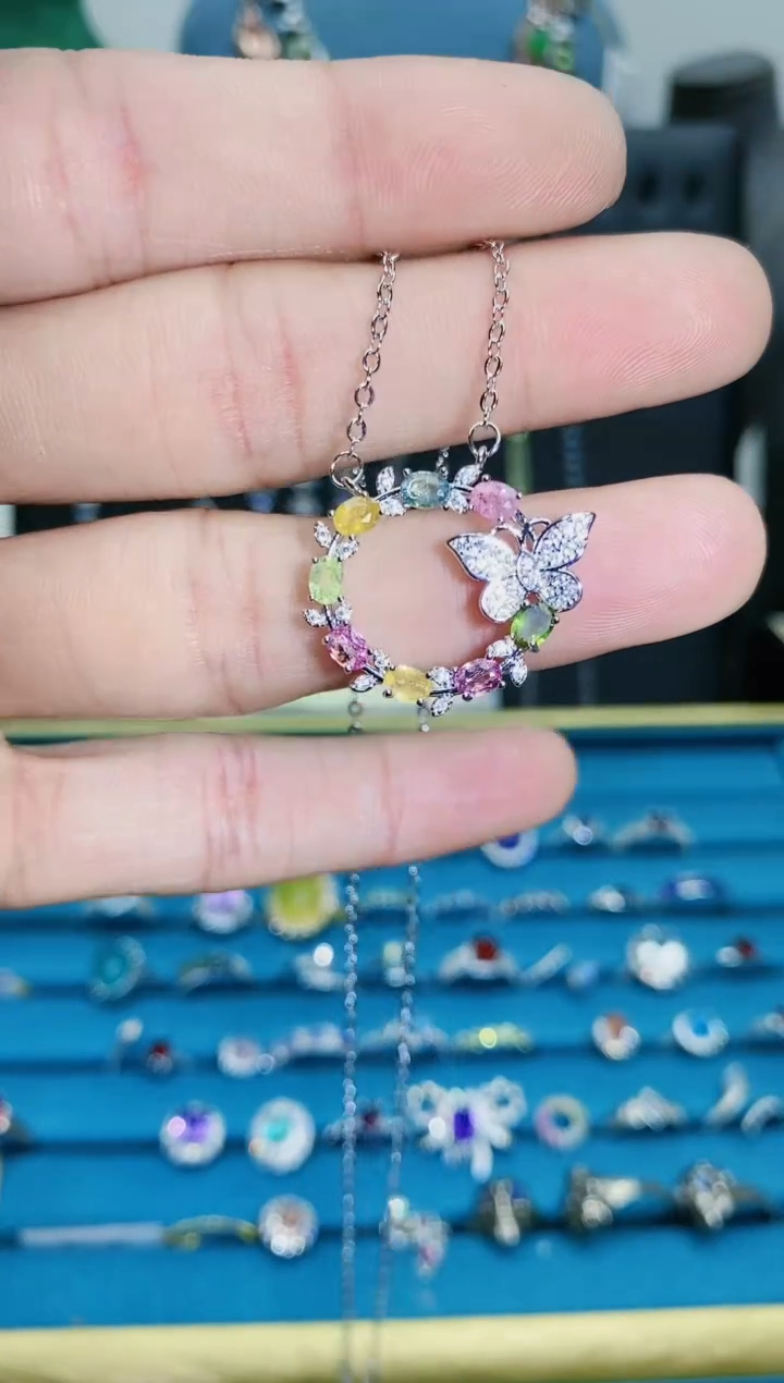 【闪购商品】碧玺项链银S925镶嵌1121