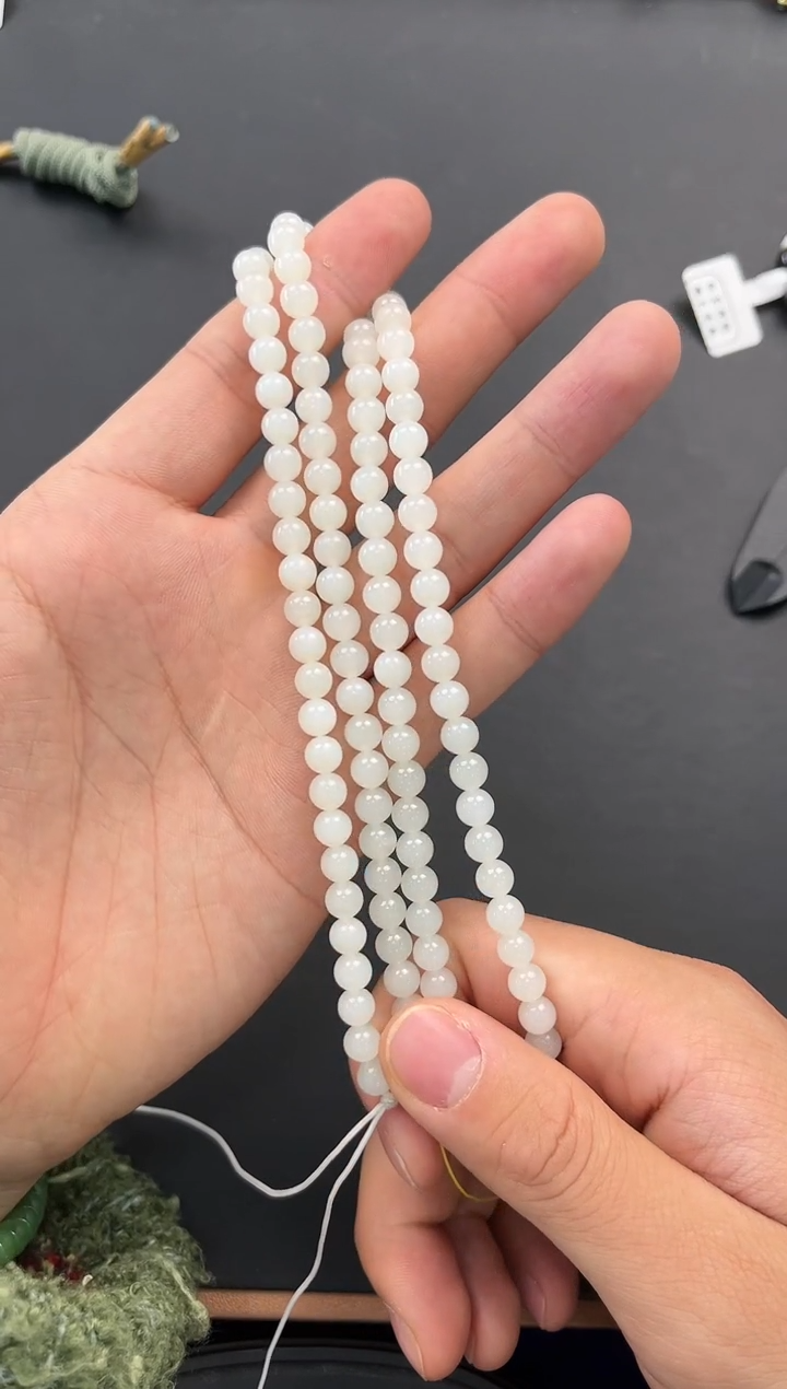 未镶嵌手串和田玉且末天泰白玉108项链卡6微色差