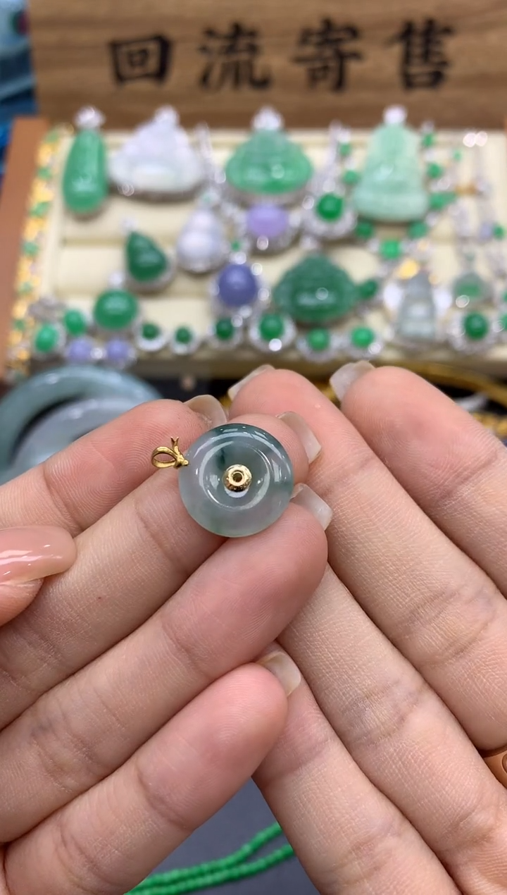 翡翠18K金镶嵌颈饰166-中国好珍宝