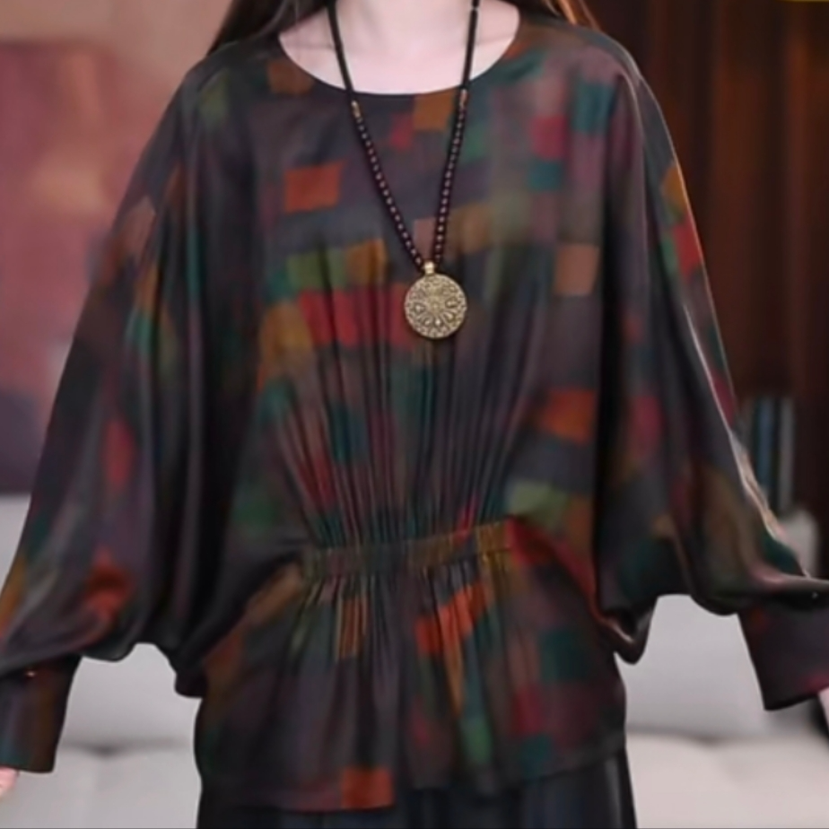 【新雨】 香云纱气质百搭时尚复古显瘦休闲宽松国风夏季短款上衣