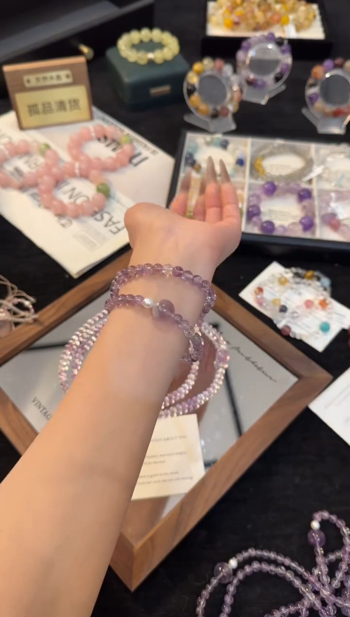 合金手链水晶紫水晶双圈手链x3191