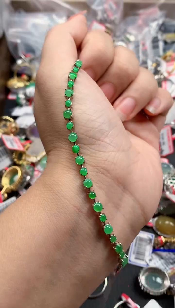 银S925镶嵌戒指翡翠天然A货缅甸翡翠