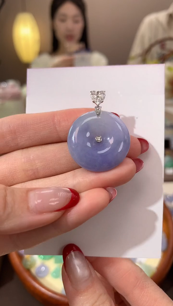 【闪购商品】翡翠颈饰18K金镶嵌天然缅甸a货翡翠