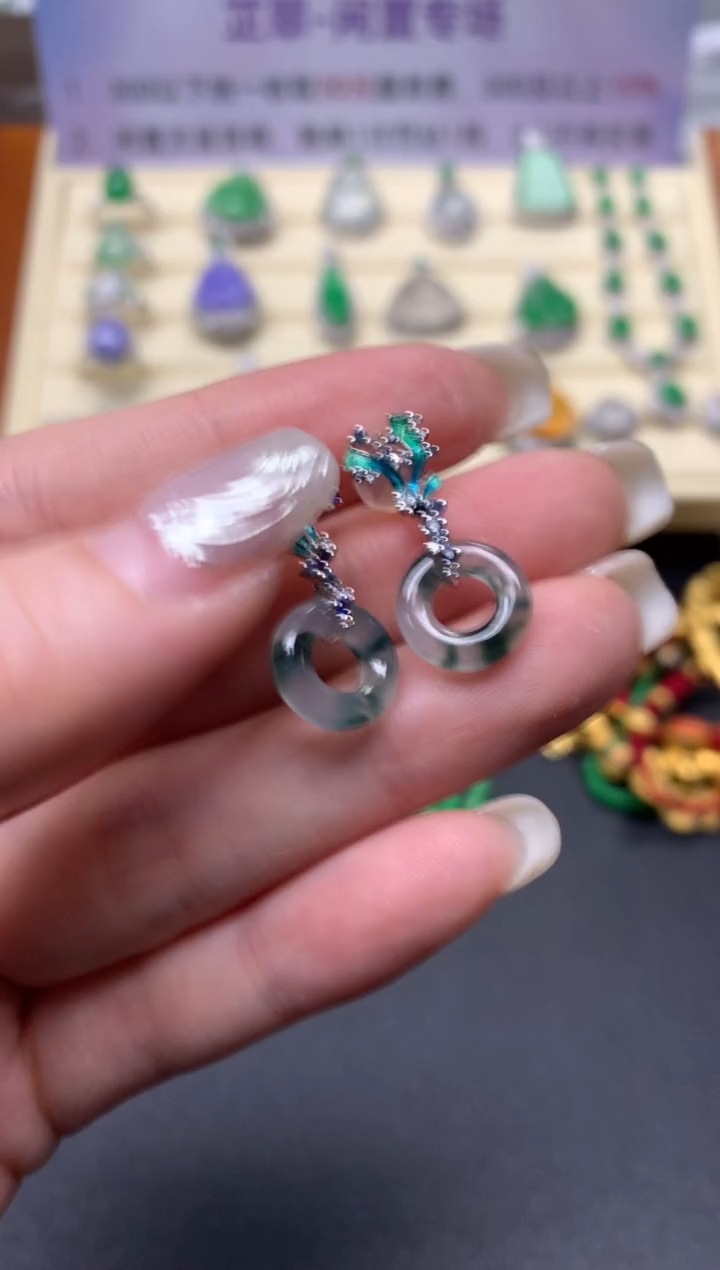 【闪购商品】翡翠耳饰18K金镶嵌耳饰|3500+350