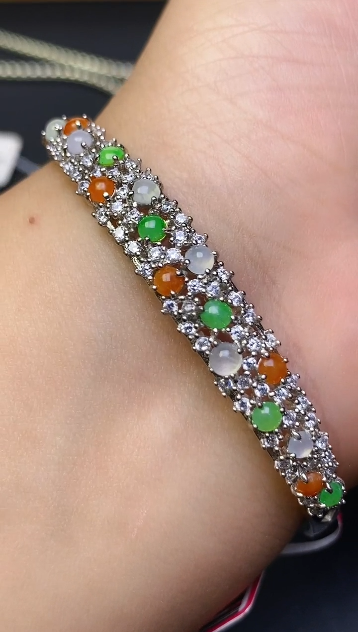 翡翠戒指银S925镶嵌百内无证书