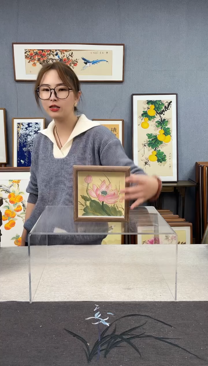 【闪购商品】国画纯手写带框作品-15*15 荷花