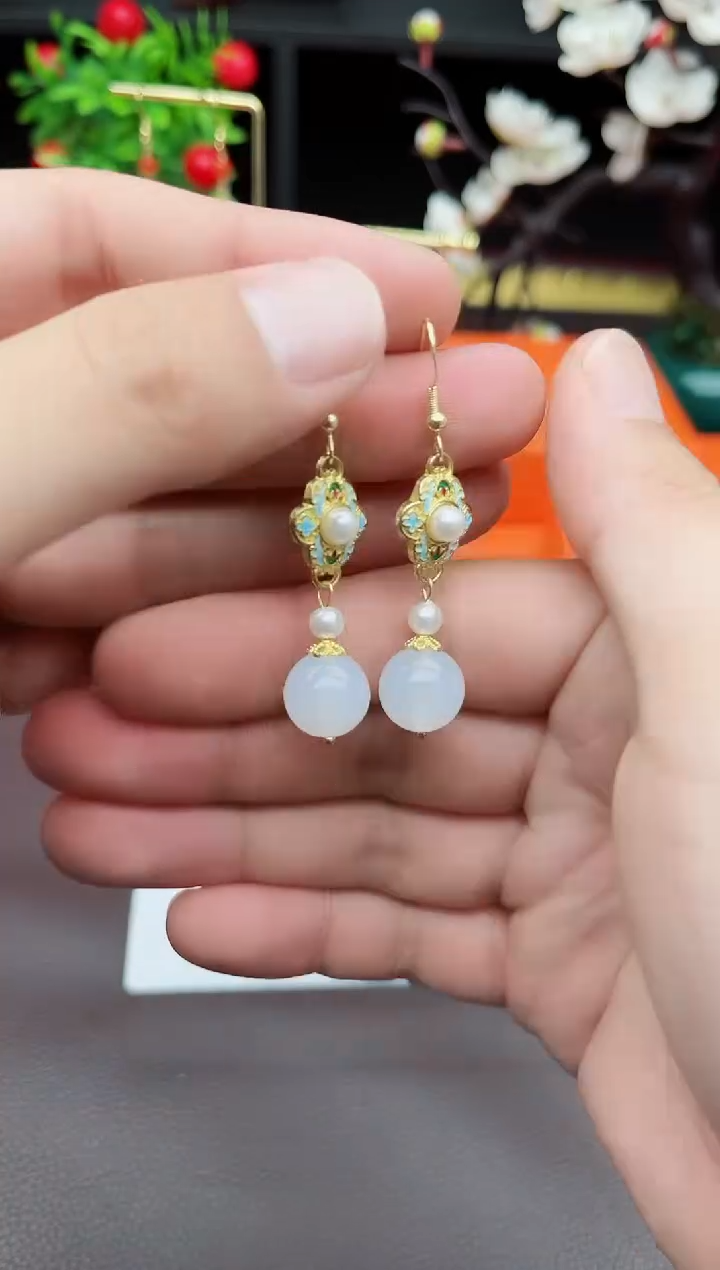 玛瑙/玉髓耳饰银S925镶嵌325000