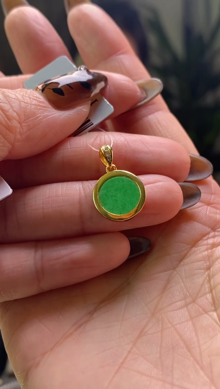 颈饰银S925镶嵌翡翠净货16699