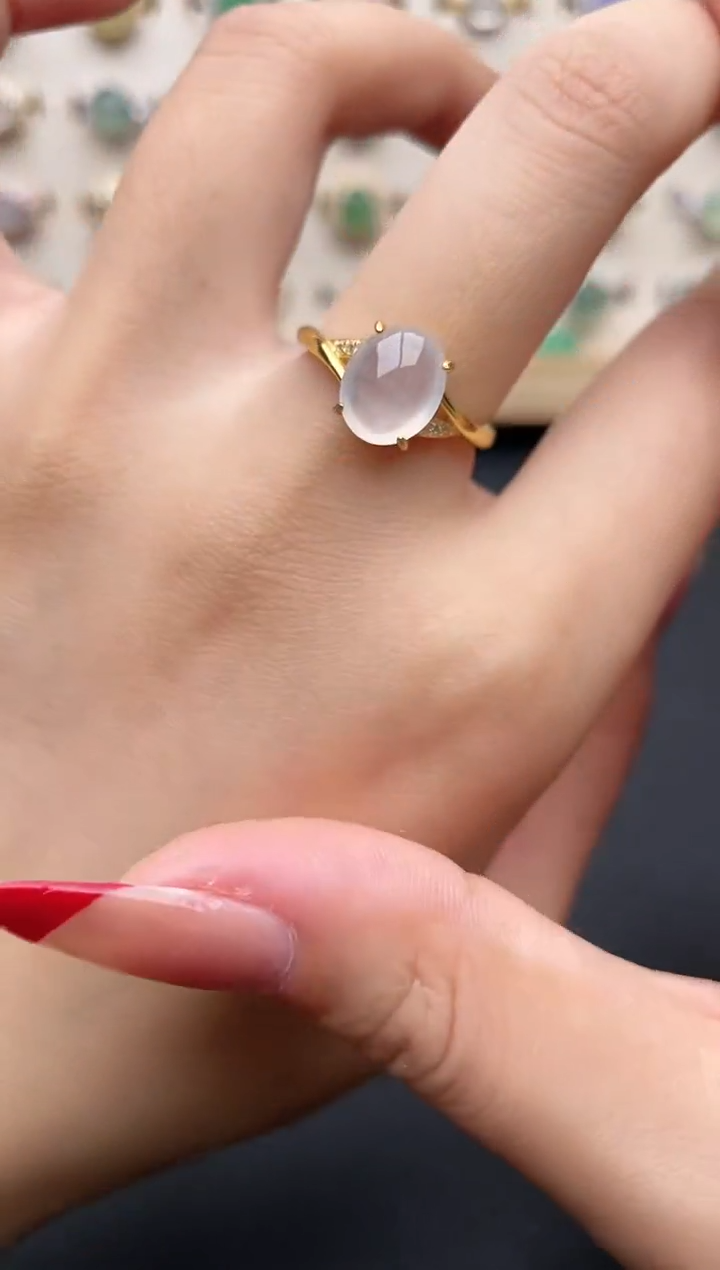 【闪购商品】翡翠戒指银S925镶嵌一物一证一礼盒