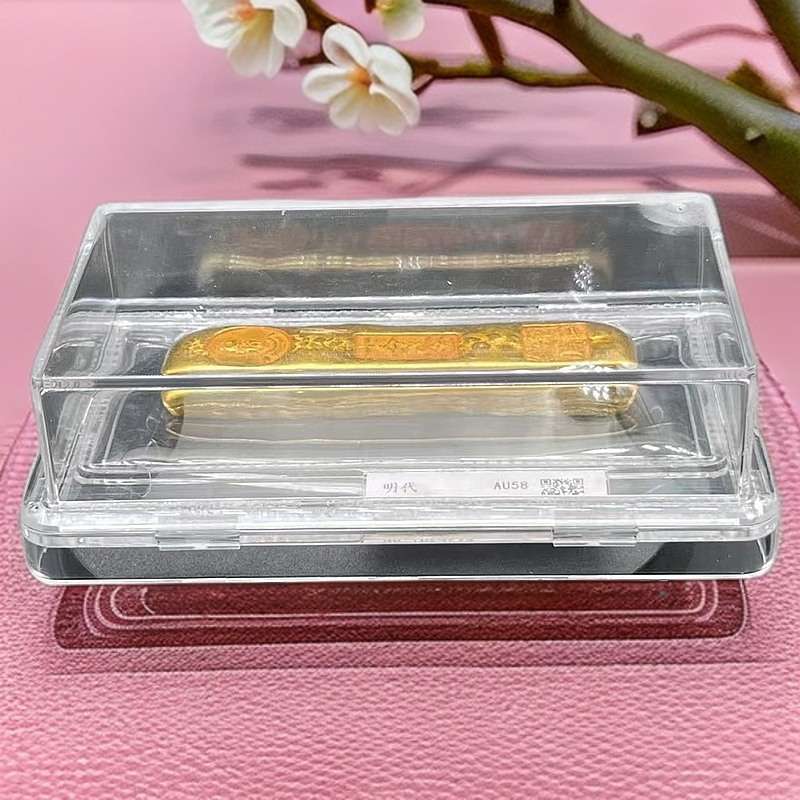 长条金色小黄鱼实心9999 水晶礼盒包装G021