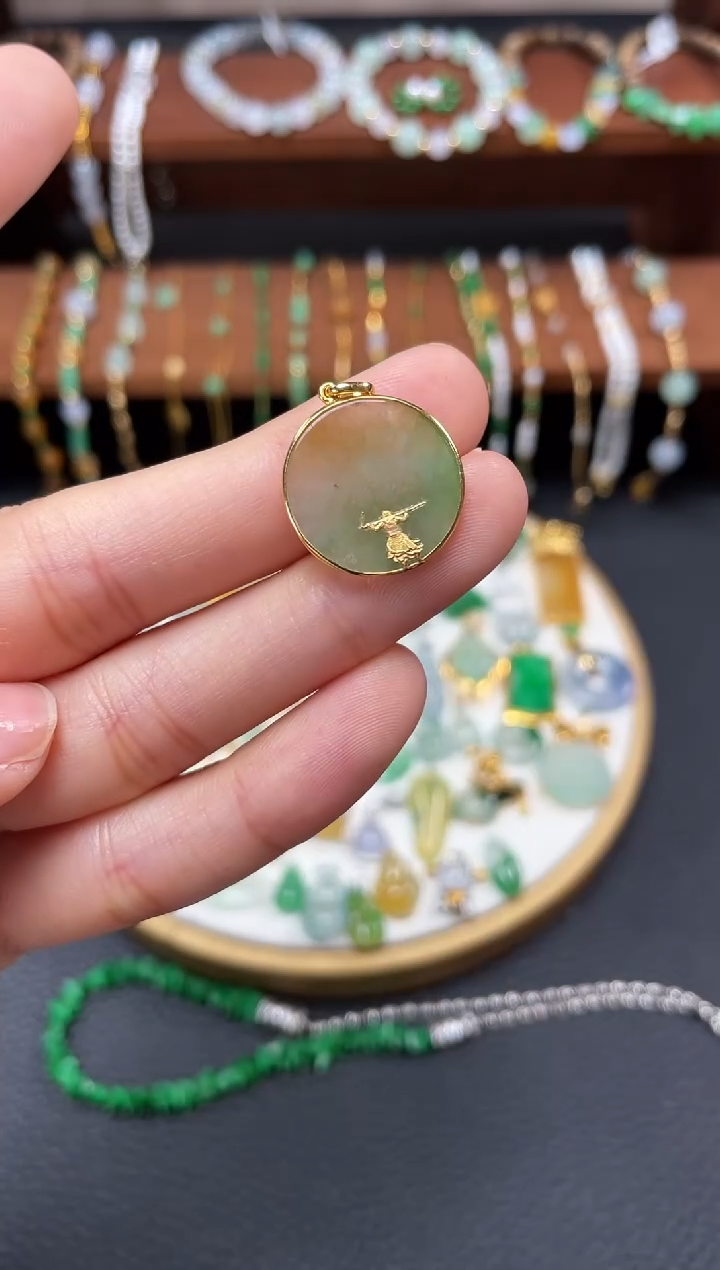 【闪购商品】翡翠吊坠(不含链)18K金镶嵌一个  JK481