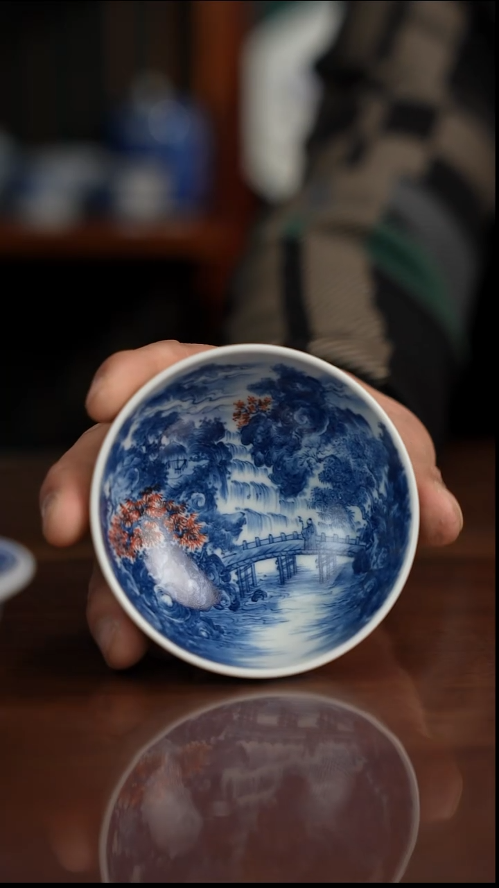 景琳藏青花山水秋林