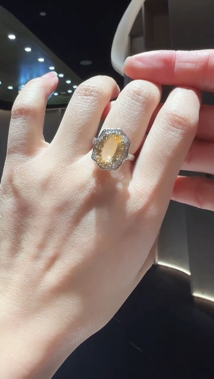 【闪购商品】黄晶戒指银S925镶嵌30】