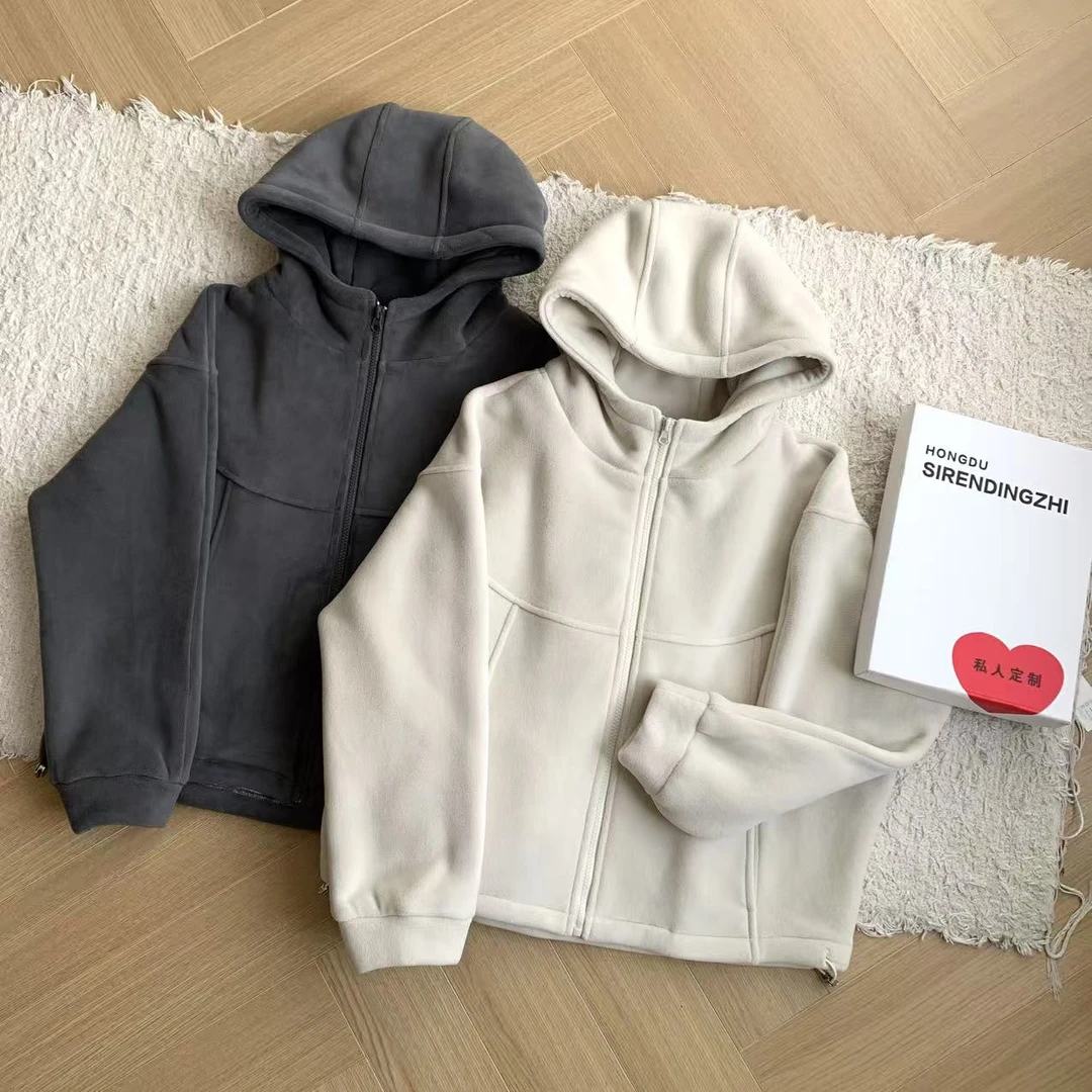 1609冬款连帽开衫款厚款保暖卫衣拉链加绒百搭外套女