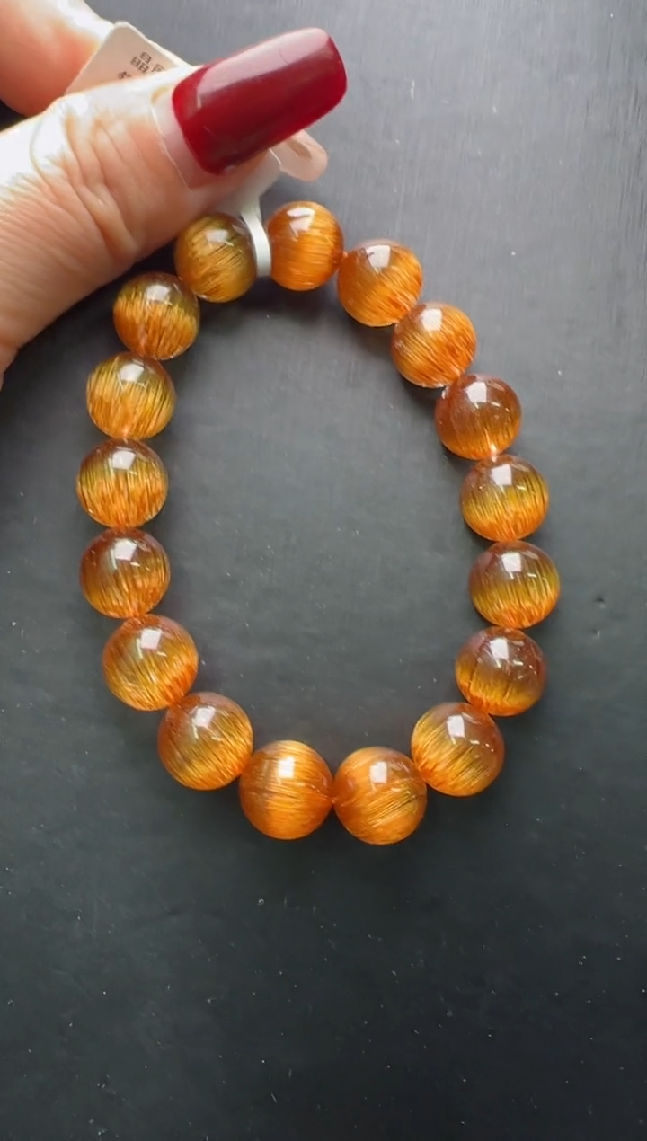 【闪购商品】水晶手串未镶嵌铜发晶手串12m+ X30743