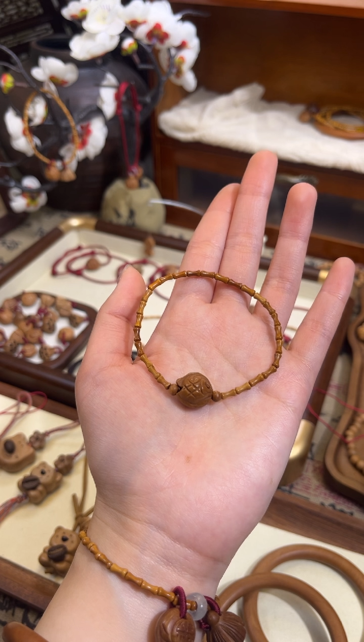 手串桃核【桃缘行】竹节「锦鲤」桃木桃核辟、挡、驱、护 备注手围