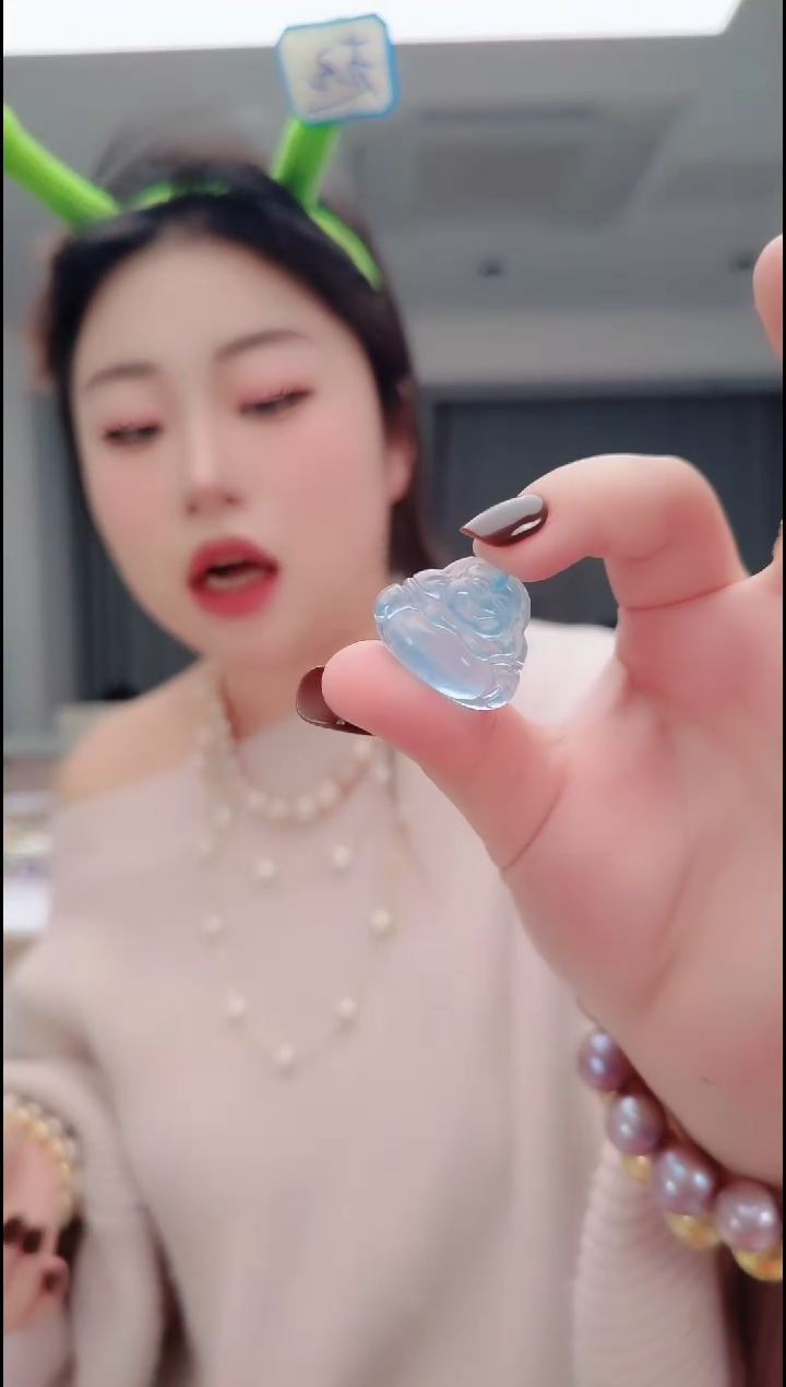 未镶嵌颈饰海蓝宝石2610蓝色小佛公