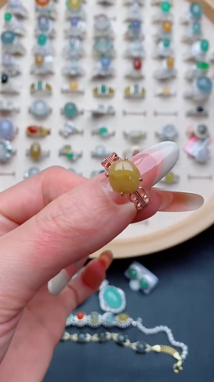 银S925镶嵌戒指翡翠...