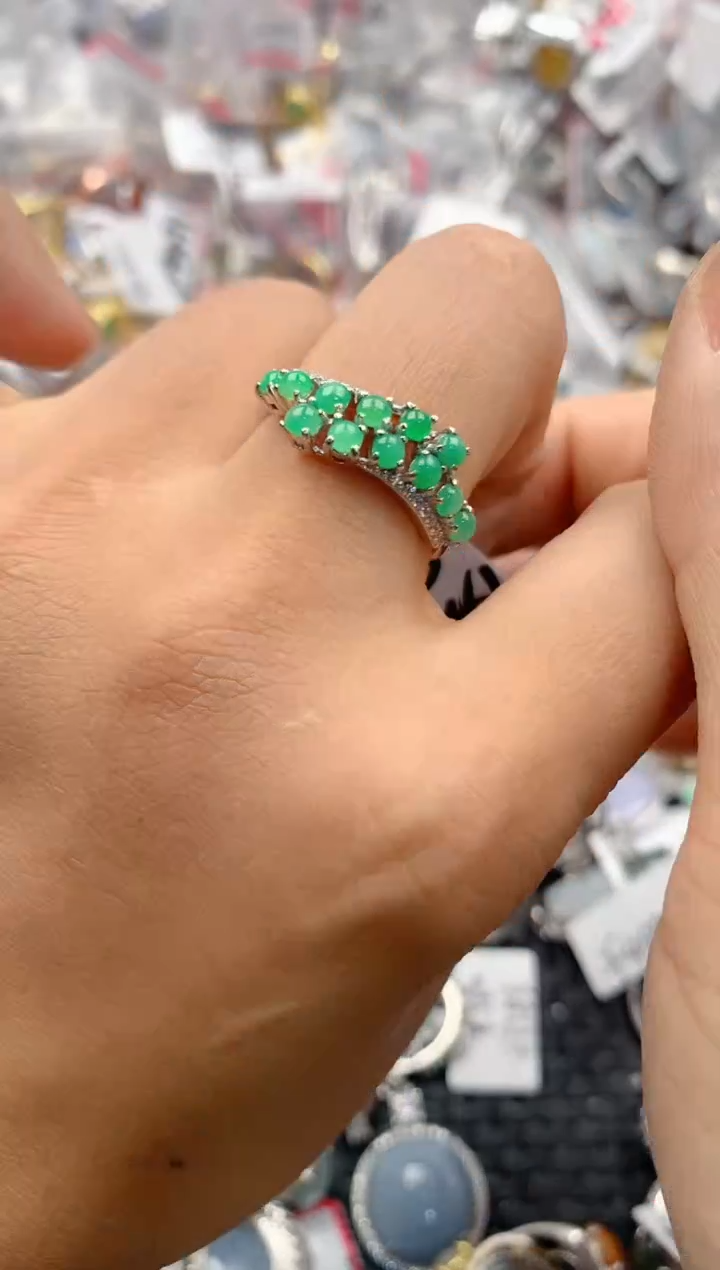 银S925镶嵌戒指翡翠333                10