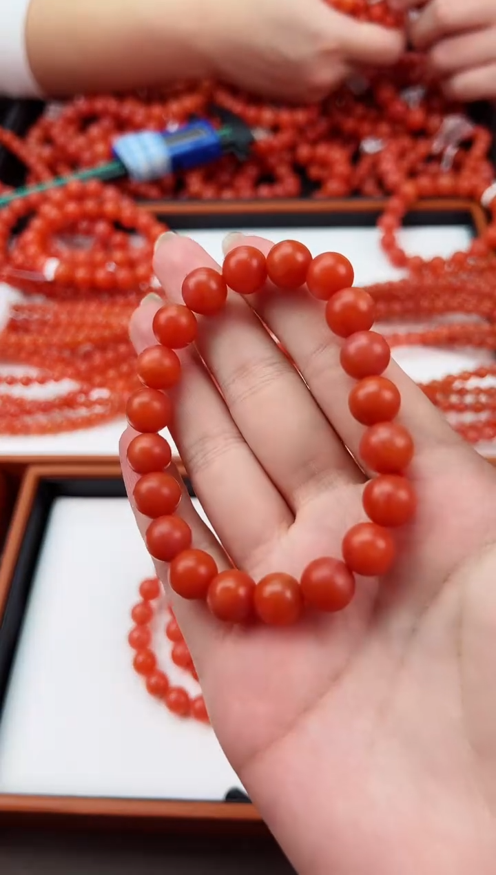 【闪购商品】南红玛瑙手串未镶嵌滴水洞哑光10+一条