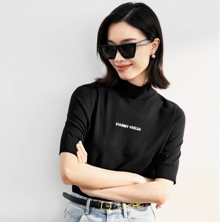 【达人专属】仿佛时尚短袖休闲圆领极简风纯色薄款毛针织衫FZ00637