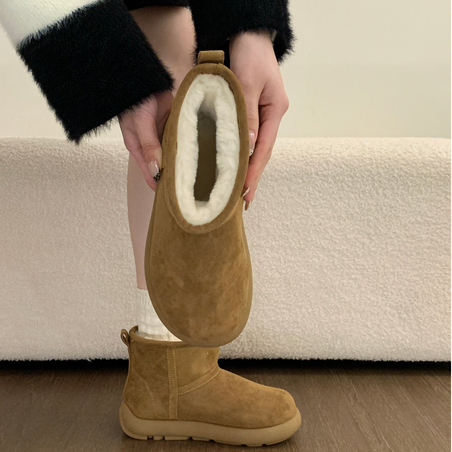 厚底巨好看加绒加厚小土豆勃肯鞋雪地靴女2025新款冬季短靴棉鞋子