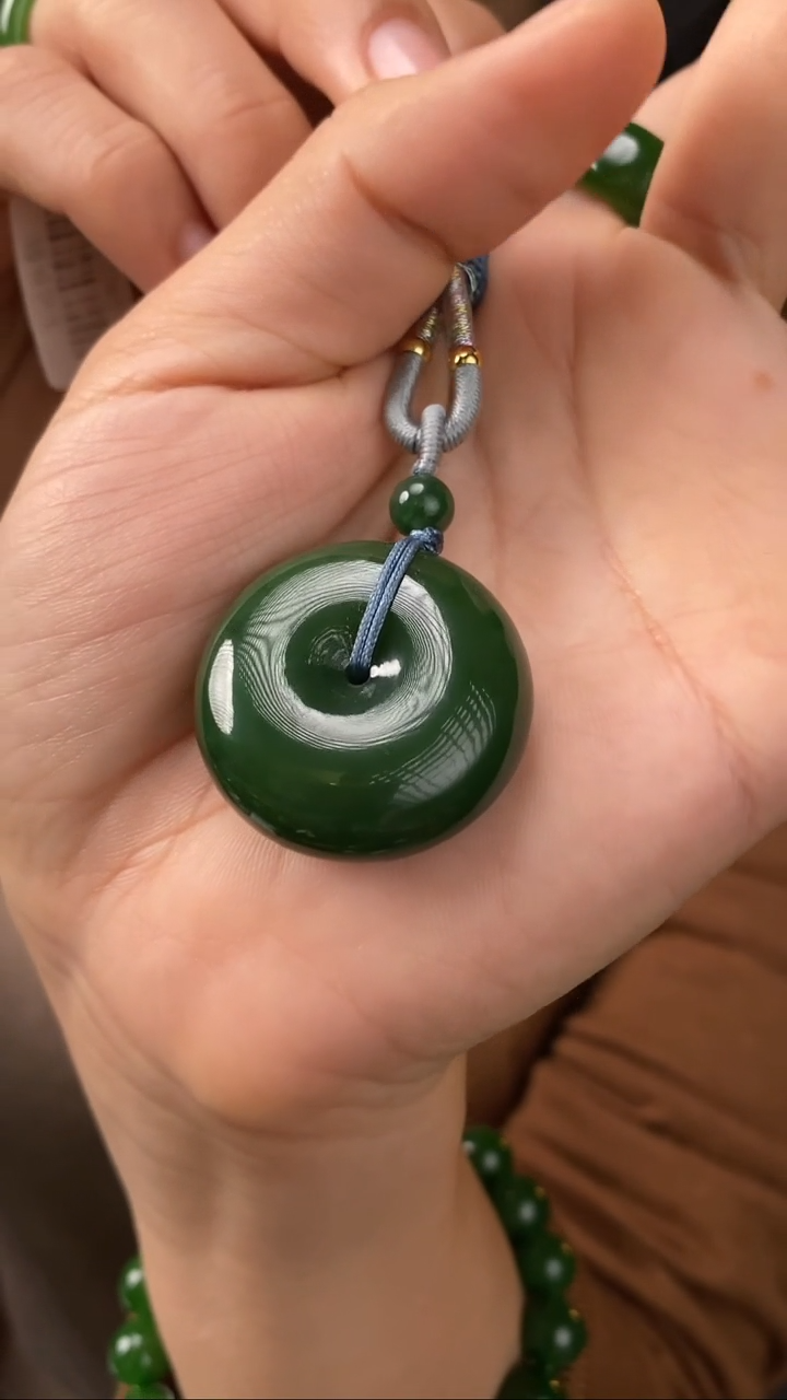 【闪购商品】和田玉吊坠未镶嵌【玉道侠侣】俄料碧玉7号矿平安扣