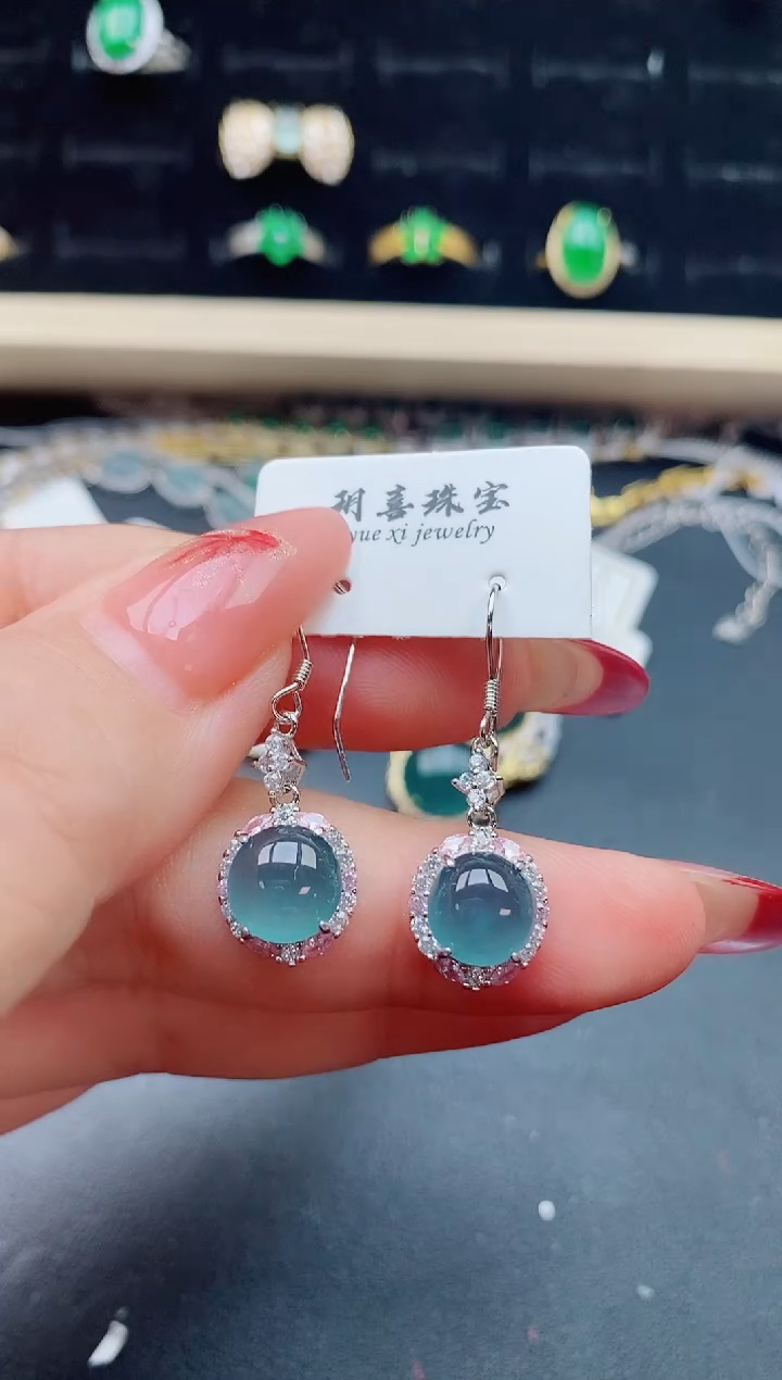 【闪购商品】翡翠耳饰银S925镶嵌321321