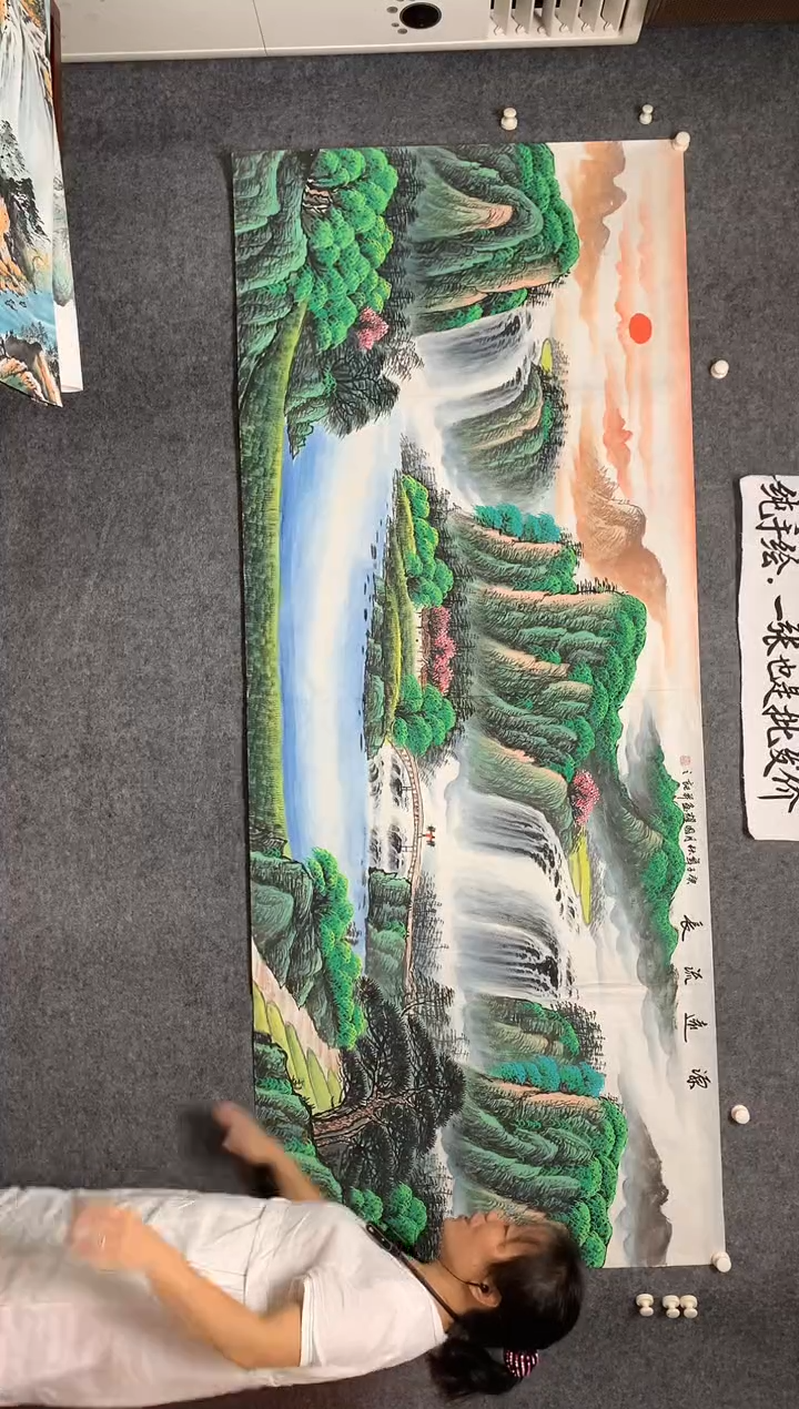 横款周国耀作品源远流长尺寸240*96
