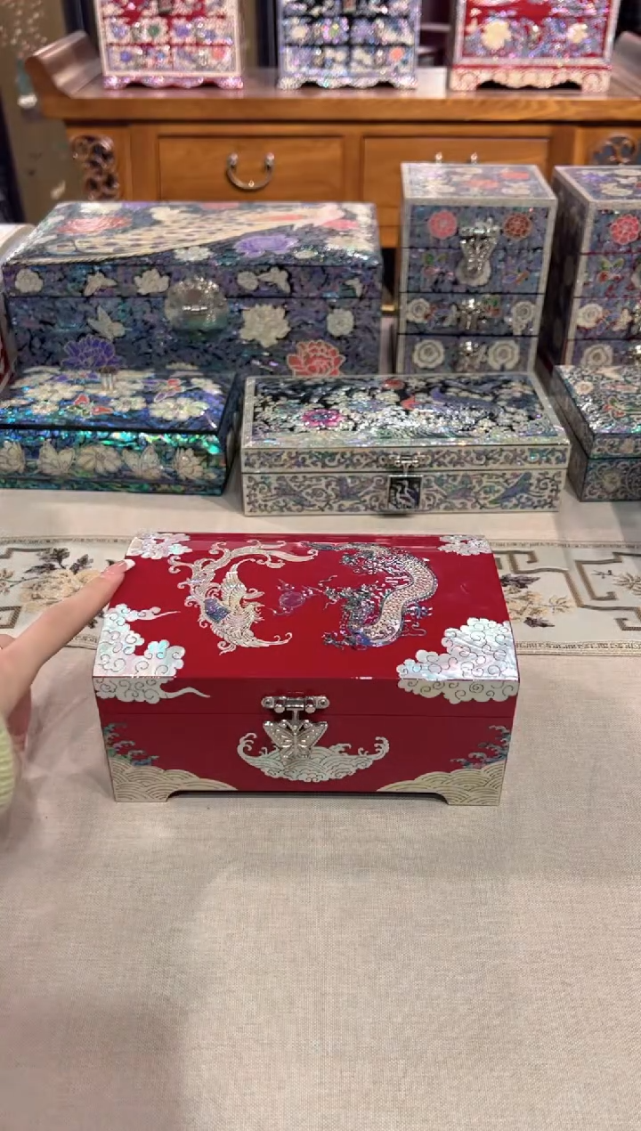 【闪购商品】大红按扣满贝底·弘贝雅螺钿漆器文化馆