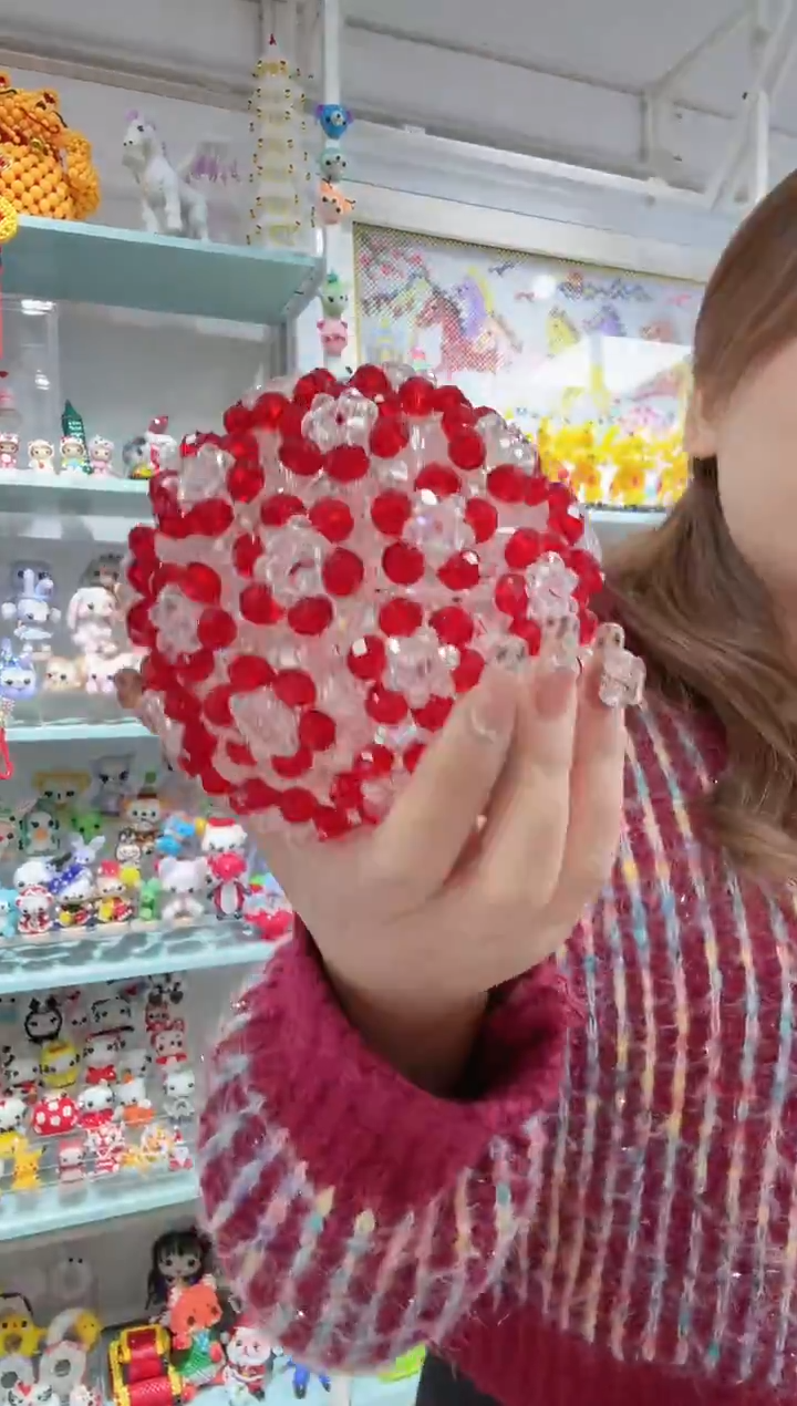 玻璃01012材料包-卡10水晶转运球大红色