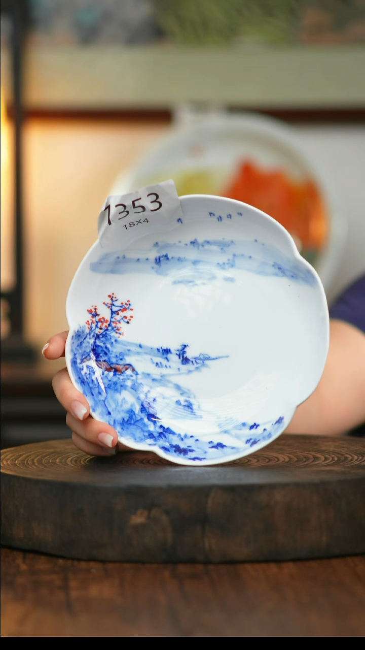 盘景德镇釉下五彩手绘餐具1353