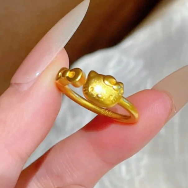 铜合金戒指 kt凯蒂猫戒指 · 蝴蝶结猫咪可爱甜美卡通主角开口戒