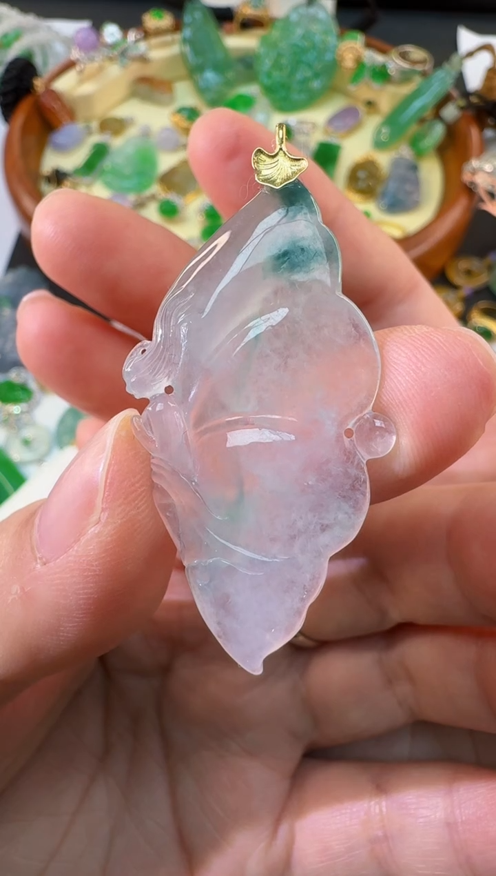 【闪购商品】翡翠颈饰18K金镶嵌缅甸翡翠A货吊坠