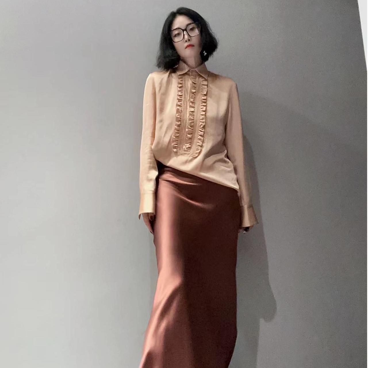 法式木耳花边刺绣醋酸衬衫MT9719