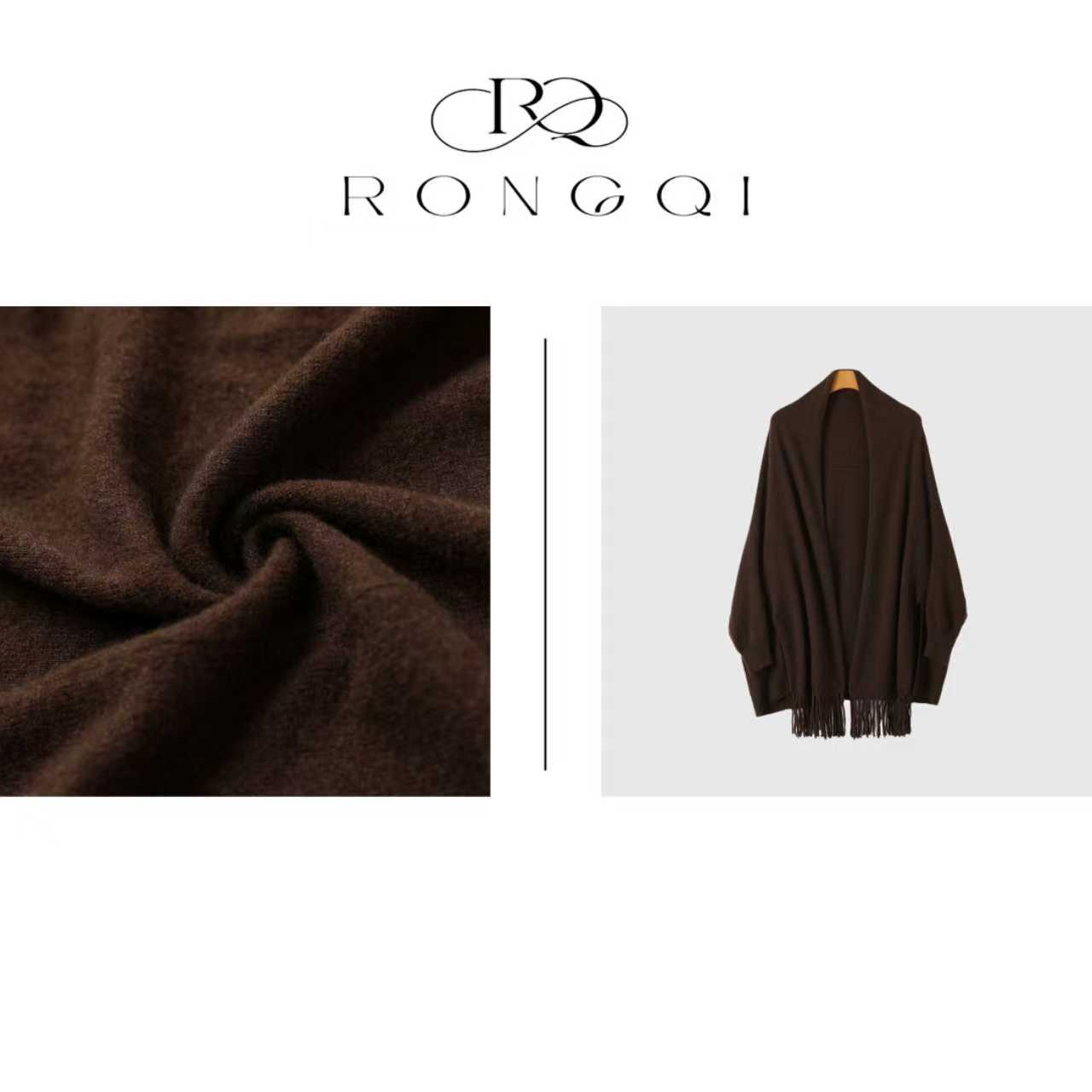 “米兰假日”·绒起·牦牛绒不规则流苏保暖披肩斗篷RQKY250