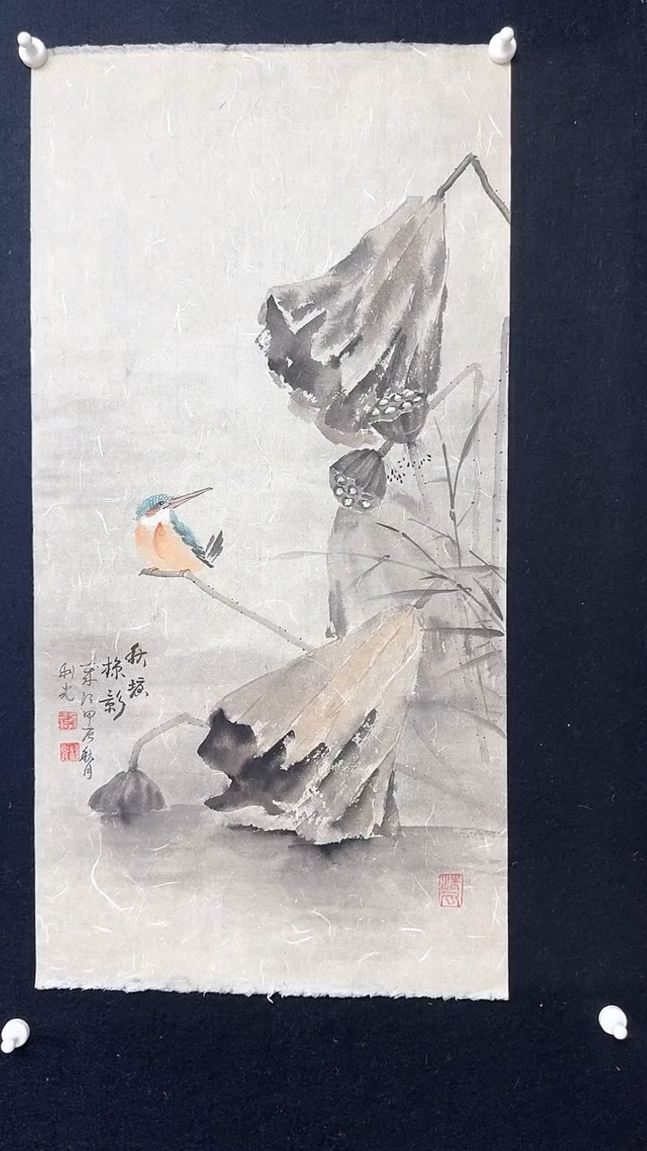 【闪购商品】国画水墨胡鸟秋荷